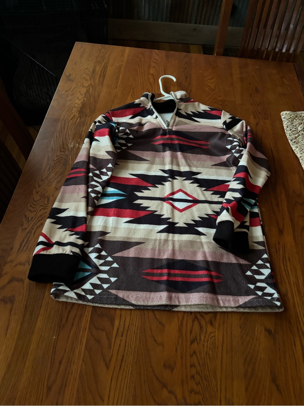 Southwestern Pattern Quarter-Zip Pullover - Multicolor